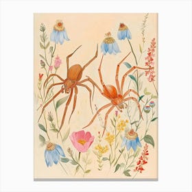 Folksy Floral Animal Drawing Spider 2 Canvas Print