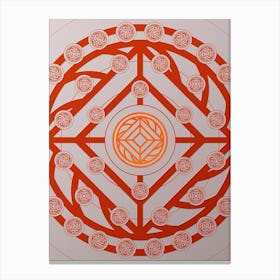 Geometric Abstract Glyph Circle Array in Tomato Red n.0035 Canvas Print
