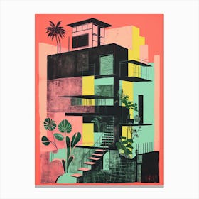 A House In Mumbai, Abstract Risograph Style 2 Canvas Print