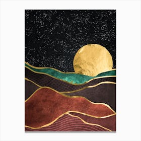 Landscape Canvas Print - Gold landscape with moon #2 Canvas Print