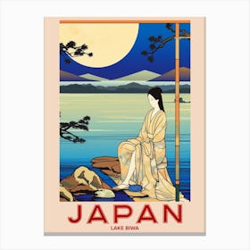 Lake Biwa, Visit Japan Vintage Travel Art 2 Poster Canvas Print
