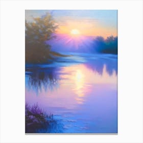 Sunrise Over Pond Waterscape Marble Acrylic Painting 2 Canvas Print