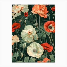 Poppies Inspired By William Morris 3 Canvas Print