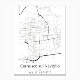 Cernusco Sul Naviglio,Italy Minimalist Map Canvas Print