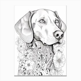 Weimaraner Dog, Line Drawing 2 Canvas Print
