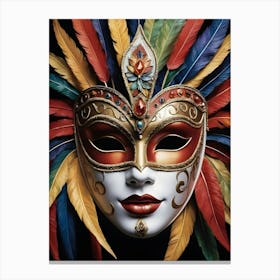 A Woman In A Carnival Mask (29) Canvas Print