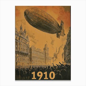 Aihrgdesign A Vintage Poster Of An Early Airship Soaring Abov 3d24b4b5 7959 4216 91f0 B92a95d59d30 3 Canvas Print