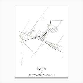 Falla,Cuba Minimalist Map Canvas Print