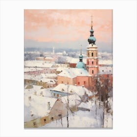 Dreamy Winter Painting Vilnius Lithuania 2 Canvas Print