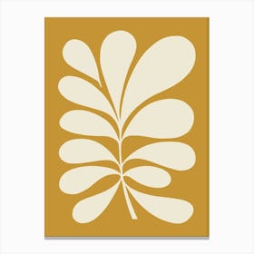 Minimal Abstract Matisse Leaf Cut-out - Almond on Ochre Canvas Print