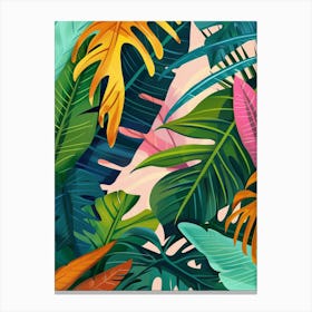 Tropical Leaves Background Canvas Print