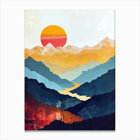 Sunset In The Mountains, Minimalism, Boho Canvas Print