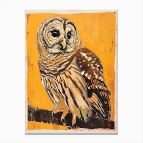 Barred Owl Linocut Blockprint 3 Canvas Print