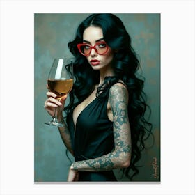 Tattoos And Golden Wine Canvas Print