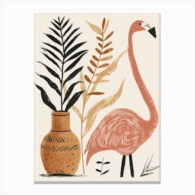 Jamess Flamingo And Ginger Plants Minimalist Illustration 2 Canvas Print