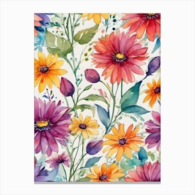 Watercolor Floral Pattern 2 Canvas Print