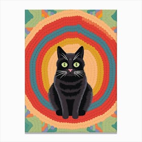 Crochet Cat Vintage Illustration Canvas Print