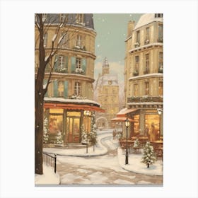 Vintage Winter Illustration Paris France 6 Canvas Print