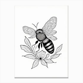 Solitary Bee 2 William Morris Style Canvas Print