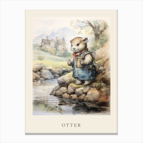 Beatrix Potter Inspired  Animal Watercolour Otter 3 Canvas Print