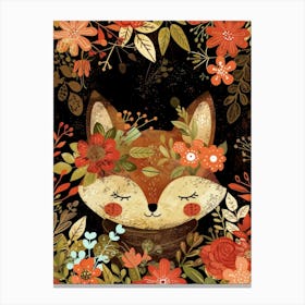 Fox With Flowers 1 Canvas Print