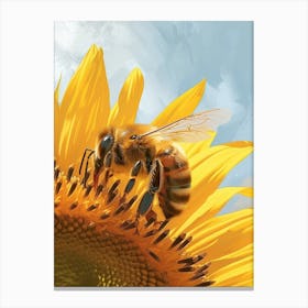 Colletidae Bee Storybook Illustration 7 Canvas Print