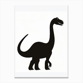 Black Brontosaurus Dinosaur Silhouette 2 Canvas Print