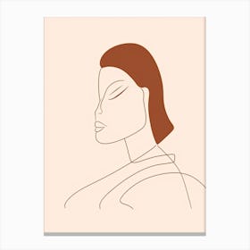 Line Art Woman Body Portrait Orange 1 Canvas Print