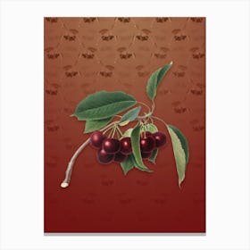 Vintage Cherry Botanical on Falu Red Pattern n.0238 Canvas Print