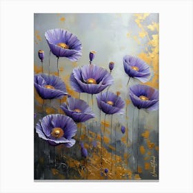 Gold Plated Purple Poppy Flowers Canvas Print