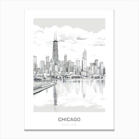 Chicago Skyline 12 B&W Poster Canvas Print