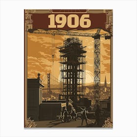 Aihrgdesign A Vintage Poster Depicting The Rebuilding Of San Canvas Print