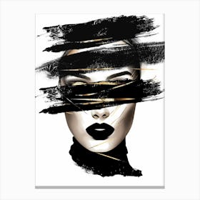 Black And White Portrait Of A Woman 3 Canvas Print