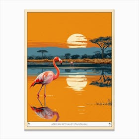 Greater Flamingo African Rift Valley Tanzania Tropical Illustration 1 Poster Canvas Print