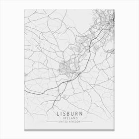 Lisburn Ireland Map Canvas Print