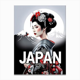 Japanese Geisha Illustration With Text Canvas Print