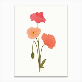 Illustration Of Two Poppy Flowers Canvas Print