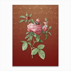 Vintage Cabbage Rose Botanical on Falu Red Pattern n.0638 Canvas Print