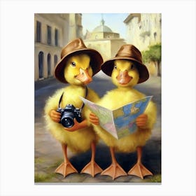 Ducks Tourists Canvas Print