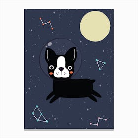 Boston Terrier In Space Canvas Print