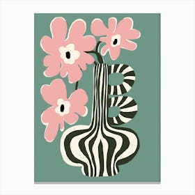 Pink Zebra Vase Canvas Print