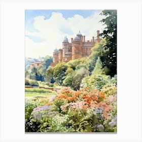 Powis Castle Gardens United Kingdom Watercolour 1   Canvas Print