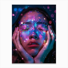 Cosmopolitan Girl With Stars On Face Canvas Print