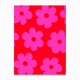 Pink Groovy Funky Flowers Canvas Print