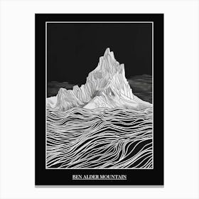 Ben Alder Mountain Line Drawing 4 Poster Canvas Print