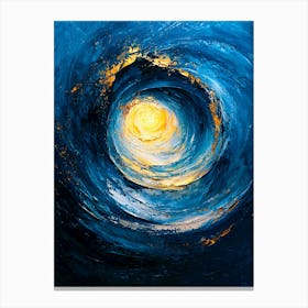 Abstract Swirling Energy – Vibrant Expressionist Art Print In Blue And Gold Canvas Print