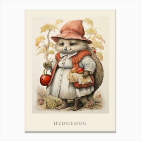 Beatrix Potter Inspired  Animal Watercolour Hedgehog 3 Canvas Print