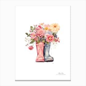 Rain Boots With Flowers 5 Canvas Print