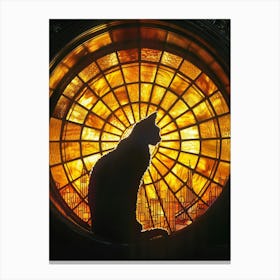 Cat In Stained Glass Window 9 Canvas Print