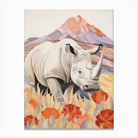 Patchwork Colourful Rhino 2 Canvas Print